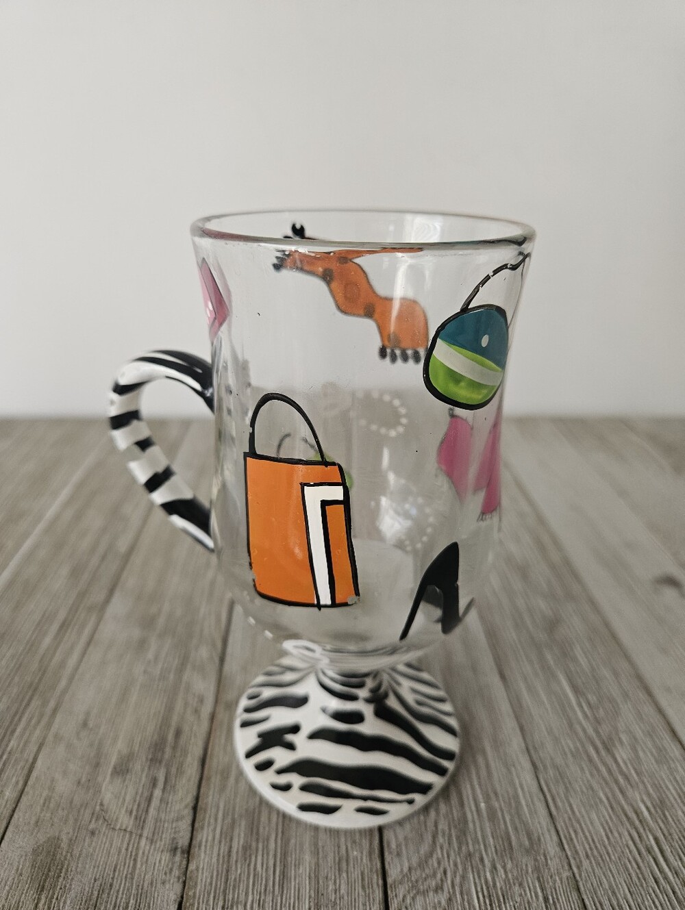 Shopaholic Too by Lolita 6" Footed Coffee Mug with Zebra Striped Handle/Base and
